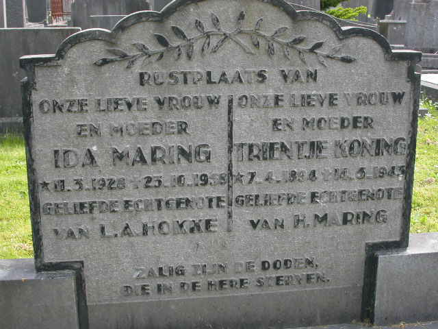 grafsteen van ida maring en trientje koning.